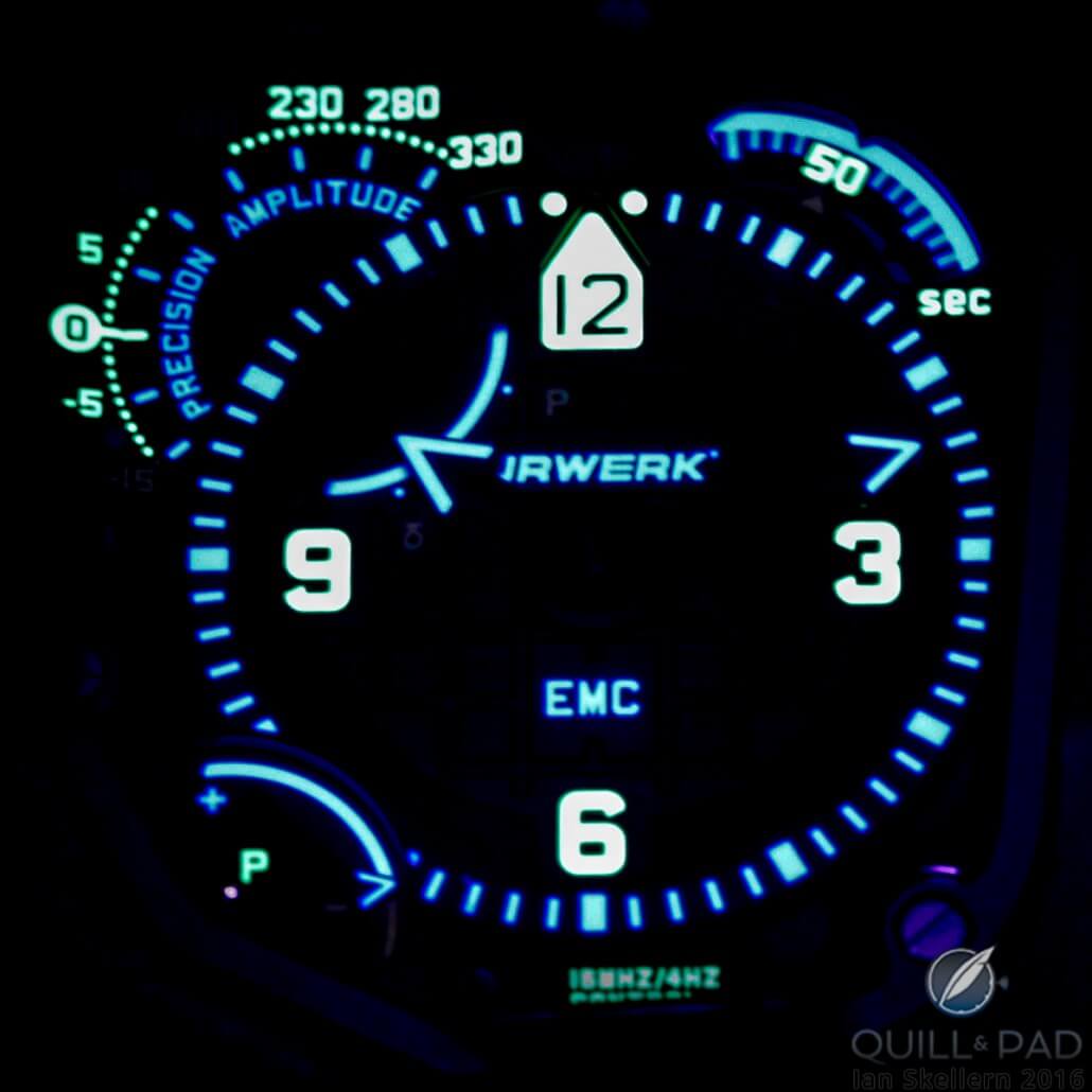 Lume shot of the Urwerk EMC2