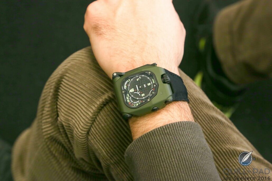 Urwerk EMC2 on the wrist of Felix Baumgartner