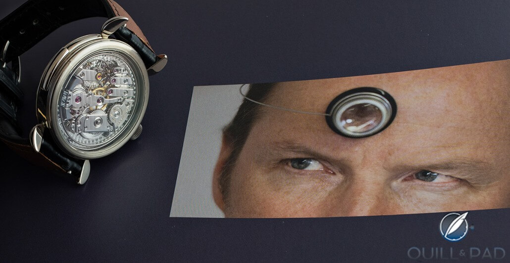 Proud papa: Kari Voutilainen and the Masterpiece 8 decimal repeater (background photo courtesy Theodore Diehl)