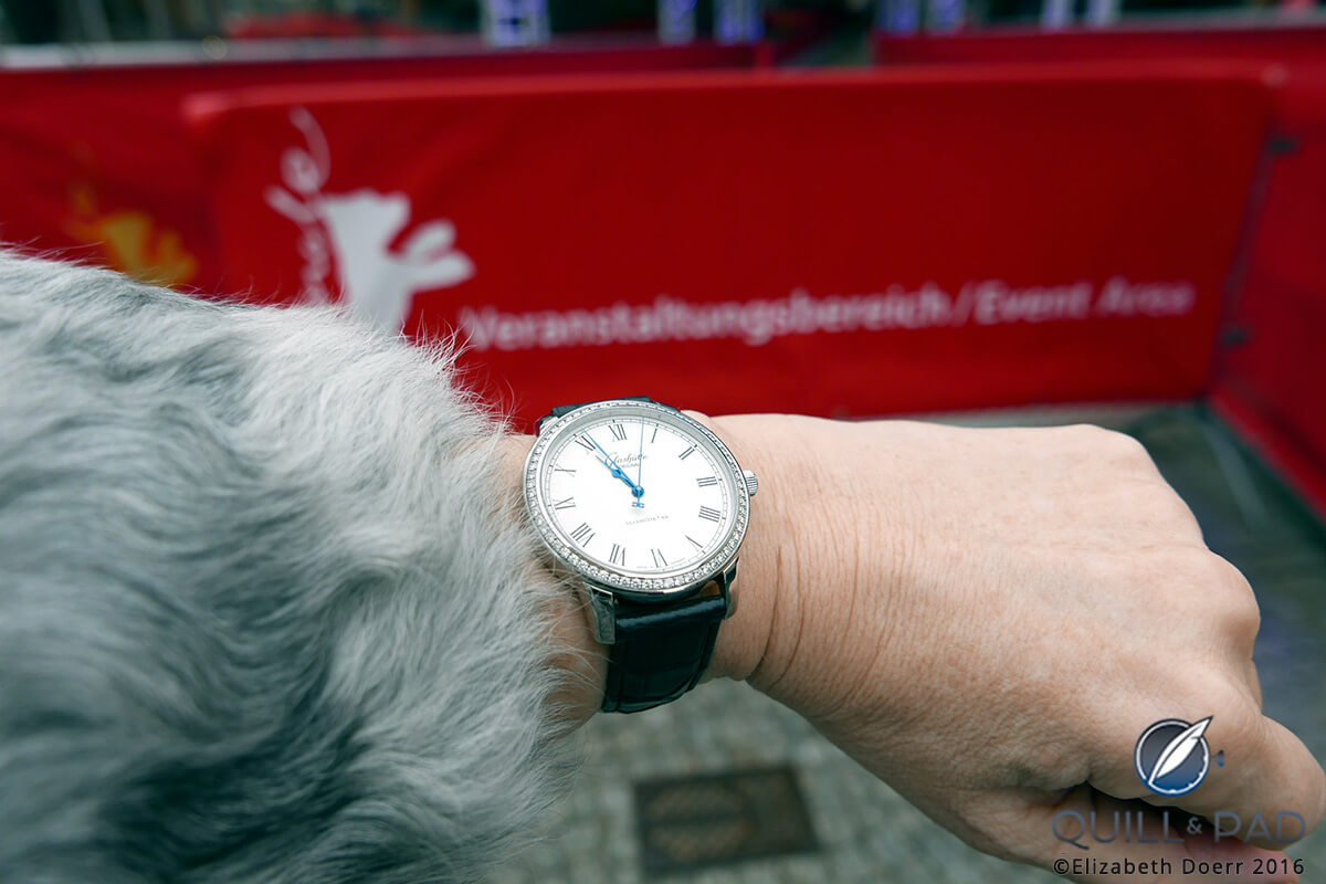Glashütte Original Senator Automatic with diamond-set bezel on the wrist