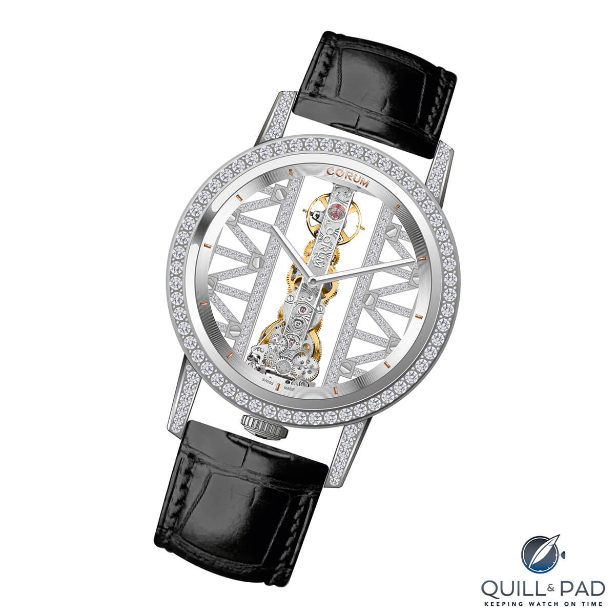 Diamond-set Corum Golden Bridge Ronde in white gold