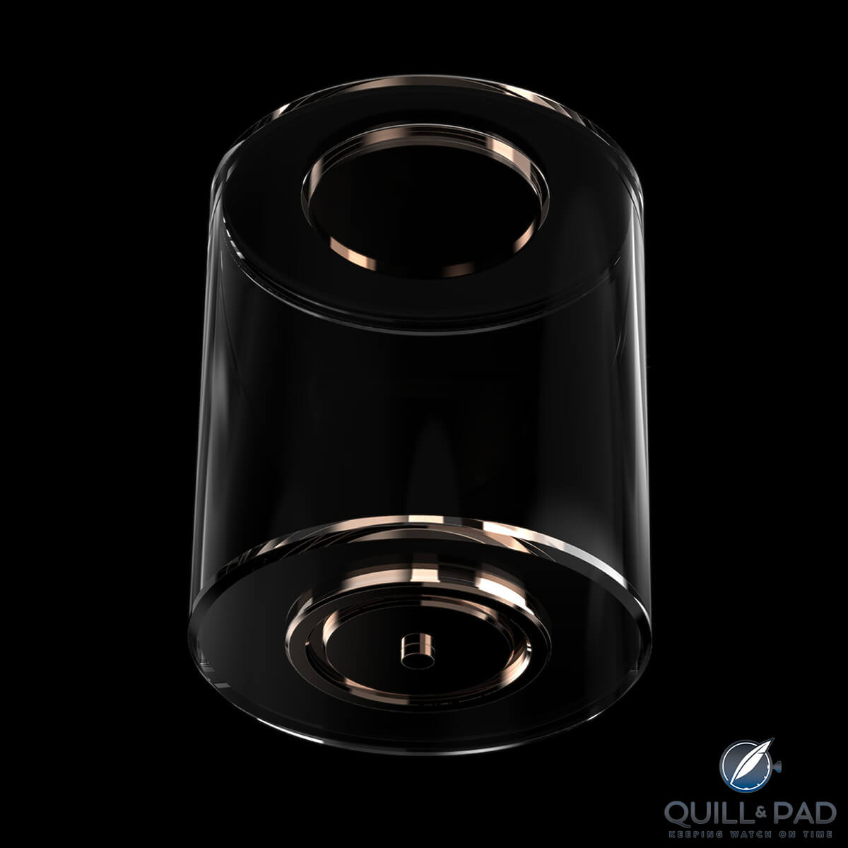 The sapphire crystal 'visio module' offers 360° views of the dial and movement of Dominique Renaud’s DR01 Twelve First