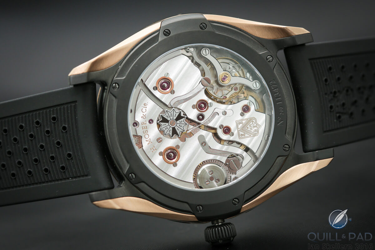 View through the display back of the H. Moser & Cie-Endeavour Perpetual-Calander