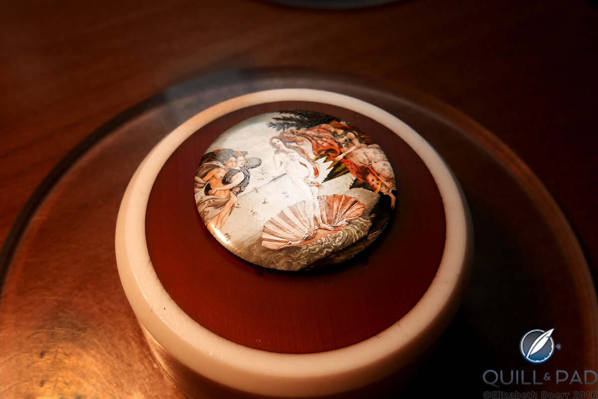 An enamel of Boticelli’s Venus in progress at Jaeger-LeCoultre’s dedicated new métiers d’art workshop