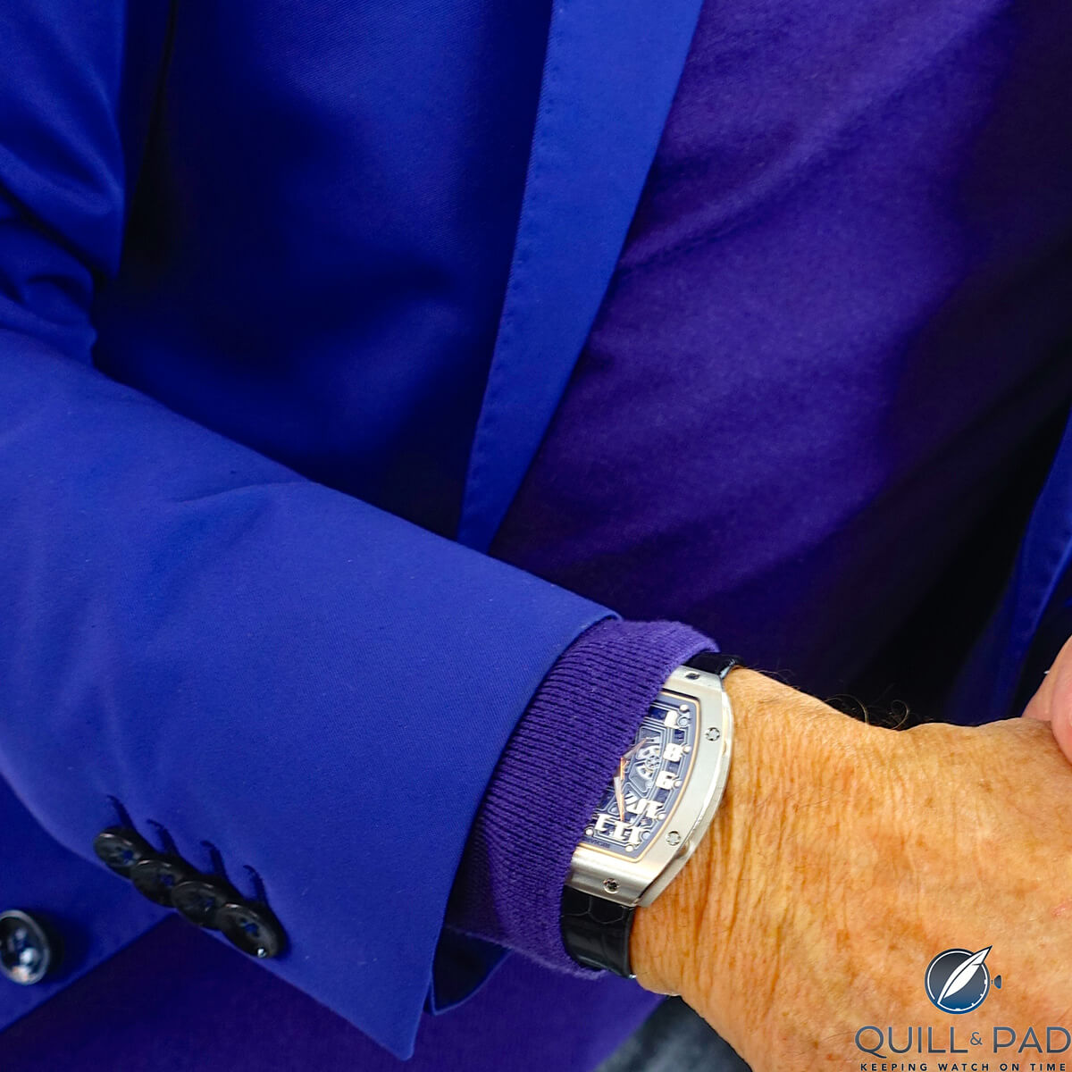 RM 67-01 on the wrist of Richard Mille at the opening of his eponymous boutique in Munich