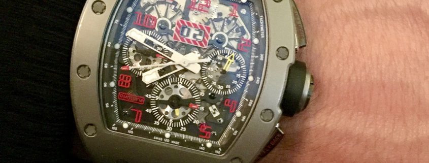 RM 011 Felipe Massa on the wrist of Richard Mille ambassador and world rally champion Sébastien Ogier