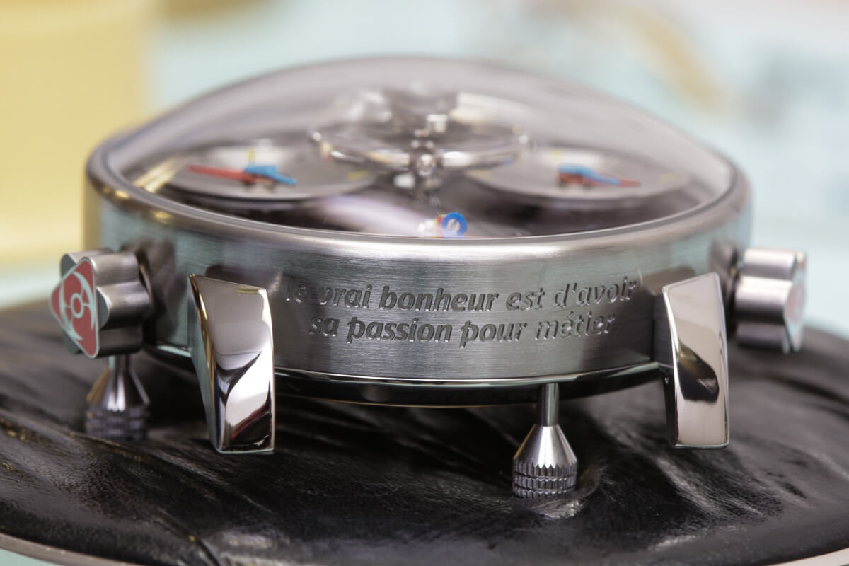 This MB&F timepiece bears the Silberstein tagline: