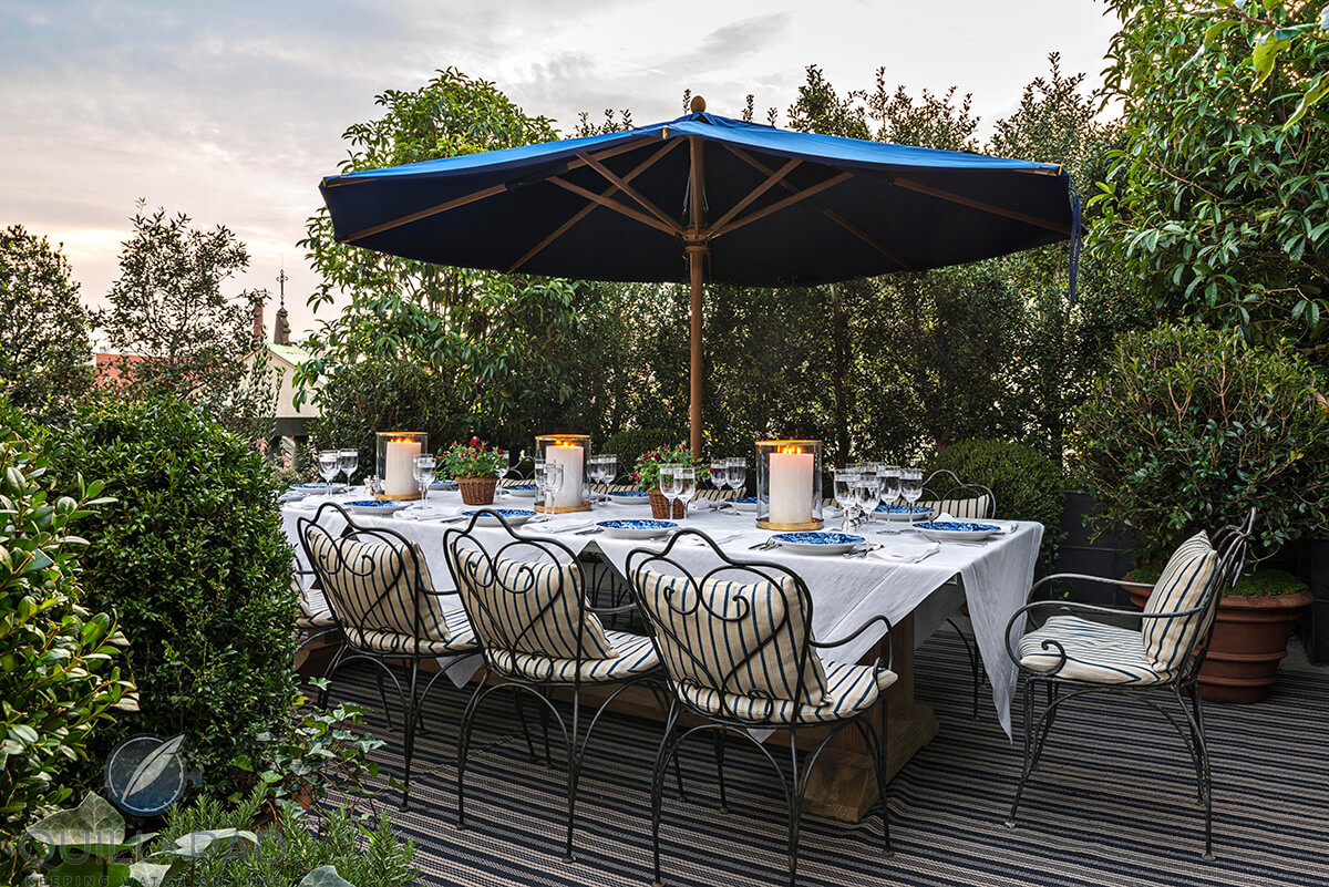 Palazzo Ralph Lauren's upstairs terrace is served by a private chef
