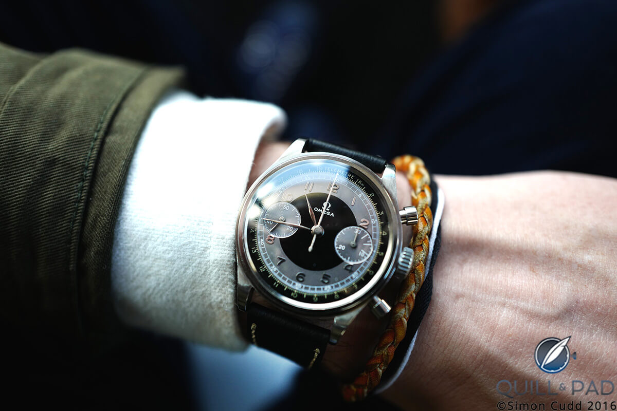 This Omega CK 2077 is Lot 78 at the Phillips Start-Stop-Reset auction of stainless steel chronographs
