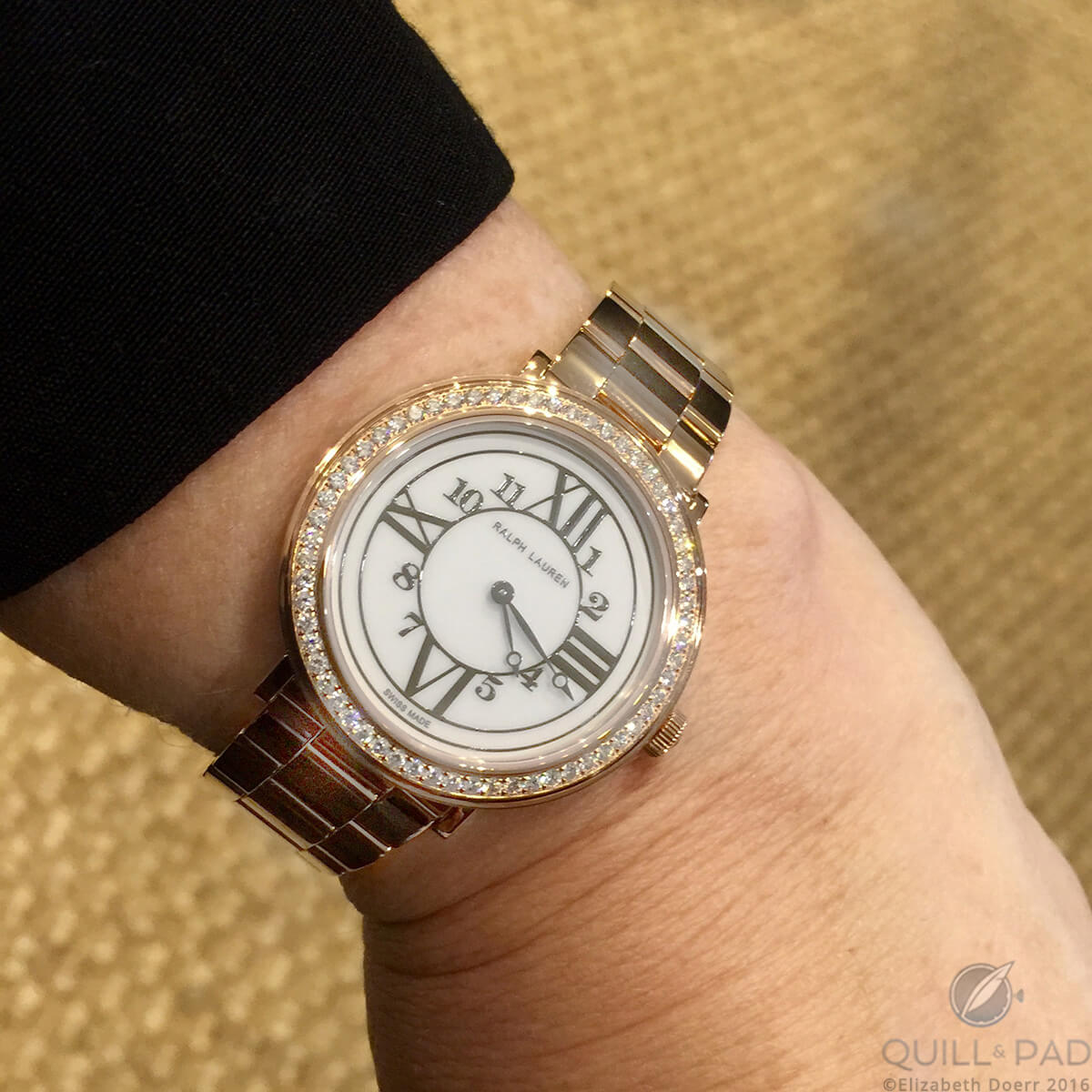 A Ralph Lauren diamond set model 888 on the wrist
