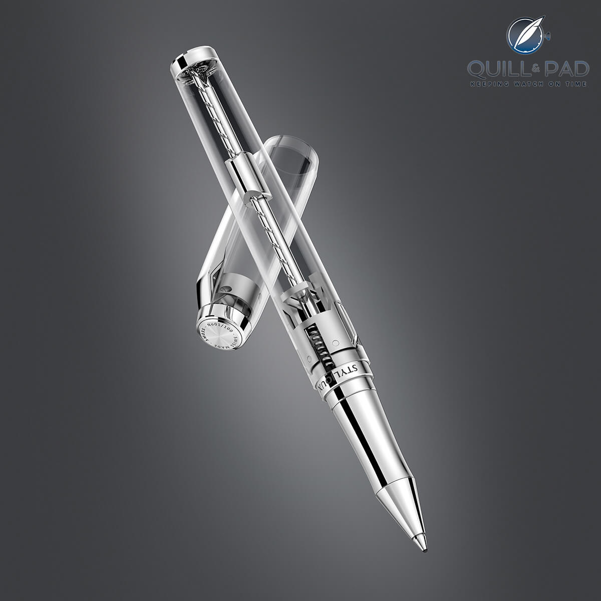Styljoux Le Calibre pen and cap in transparent sapphire crystal