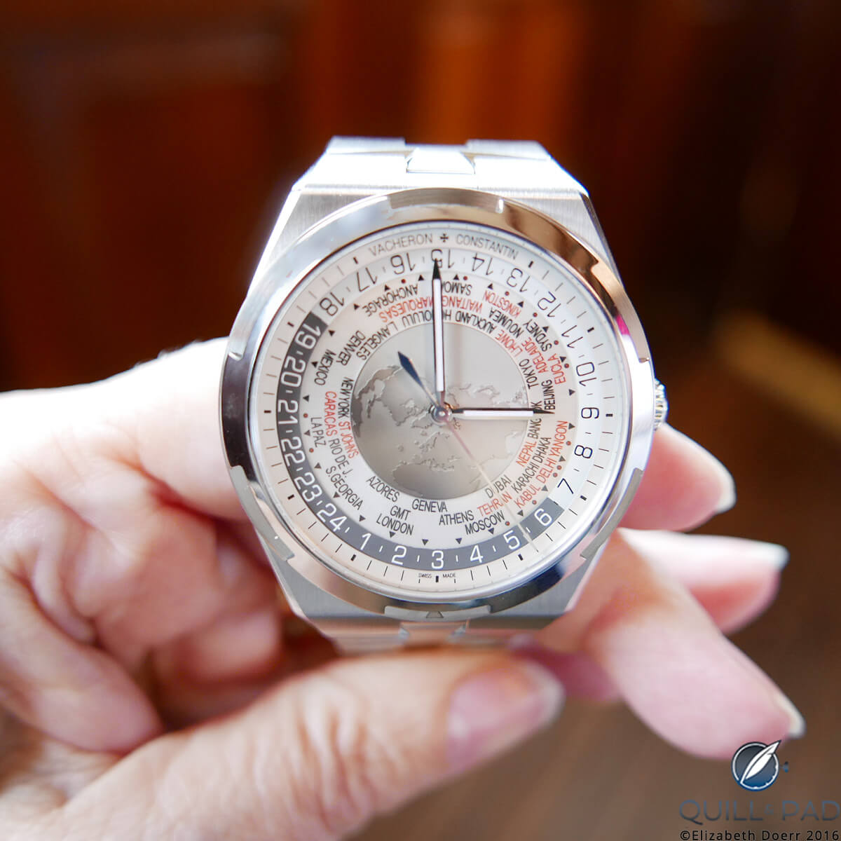 The Vacheron Constantin Overseas worldtimer with a brown dial