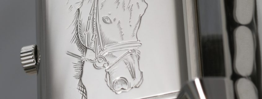 Engraving of Gucci on the back of a Jaeger-LeCoultre Reverso Classique