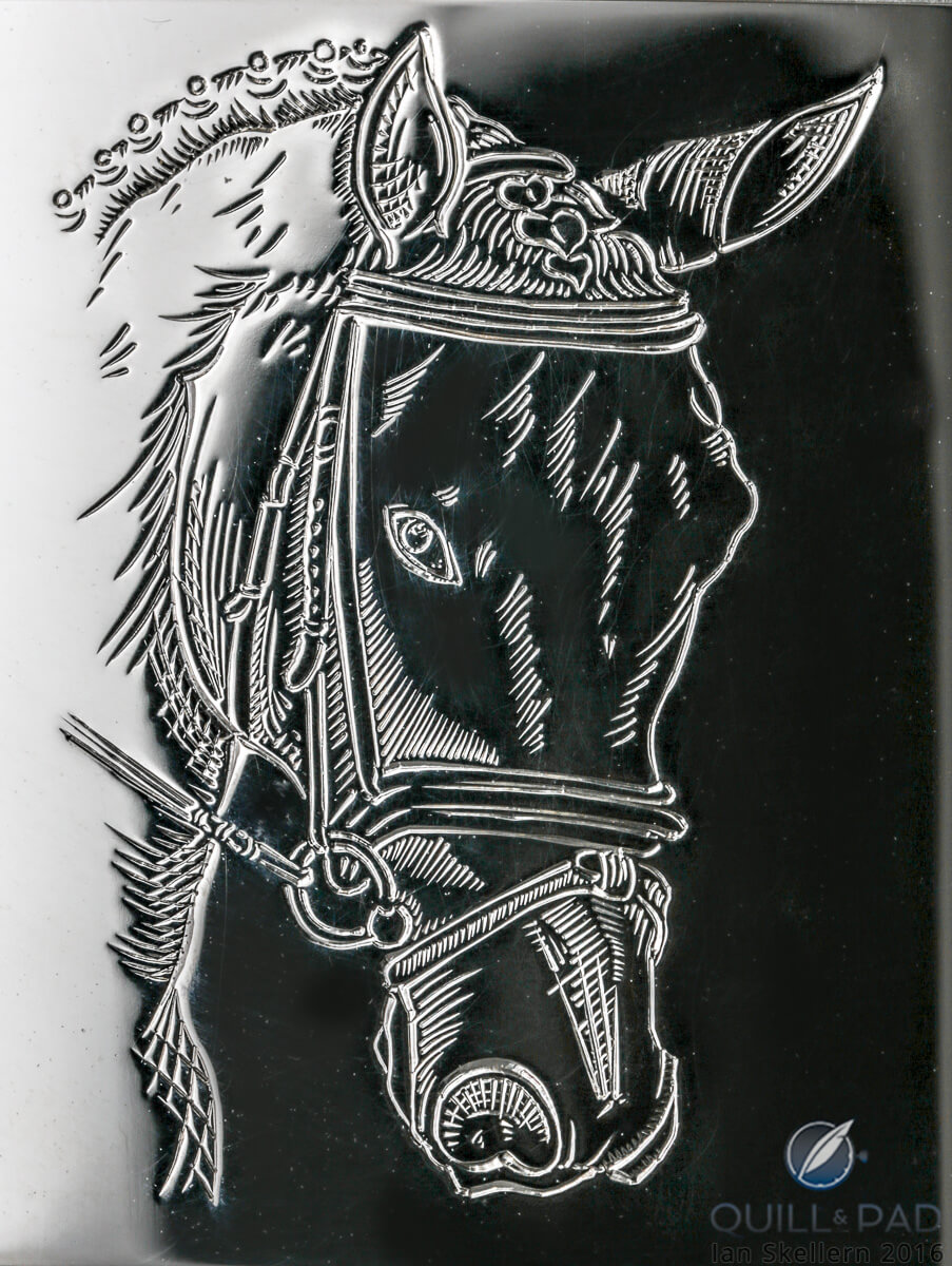 Engraving of Gucci on the back of a Jaeger-LeCoultre Reverso Classique