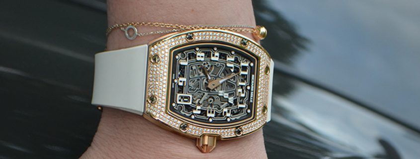 Richard Mille diamond-set RM 67-01 Extra Flat at home on the wrist during the 2016 Rallye des Princesses
