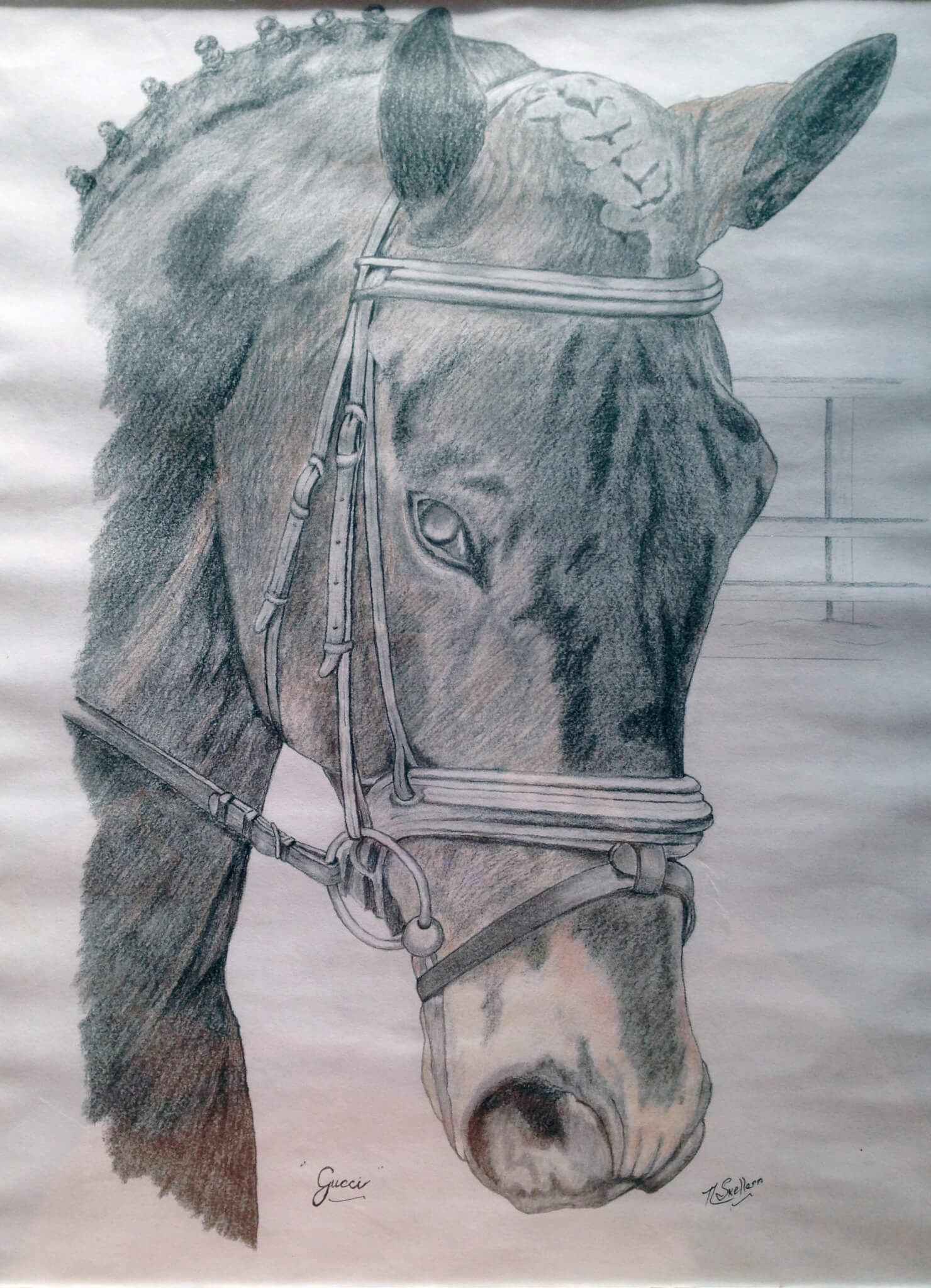 Neil Skellern's sketch of Gucci, which inspired the engraving