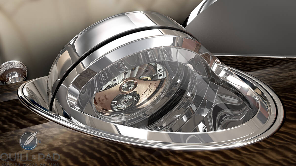 Breitling Mulliner Tourbillon in the Bentayga showing the automatic winding rotor