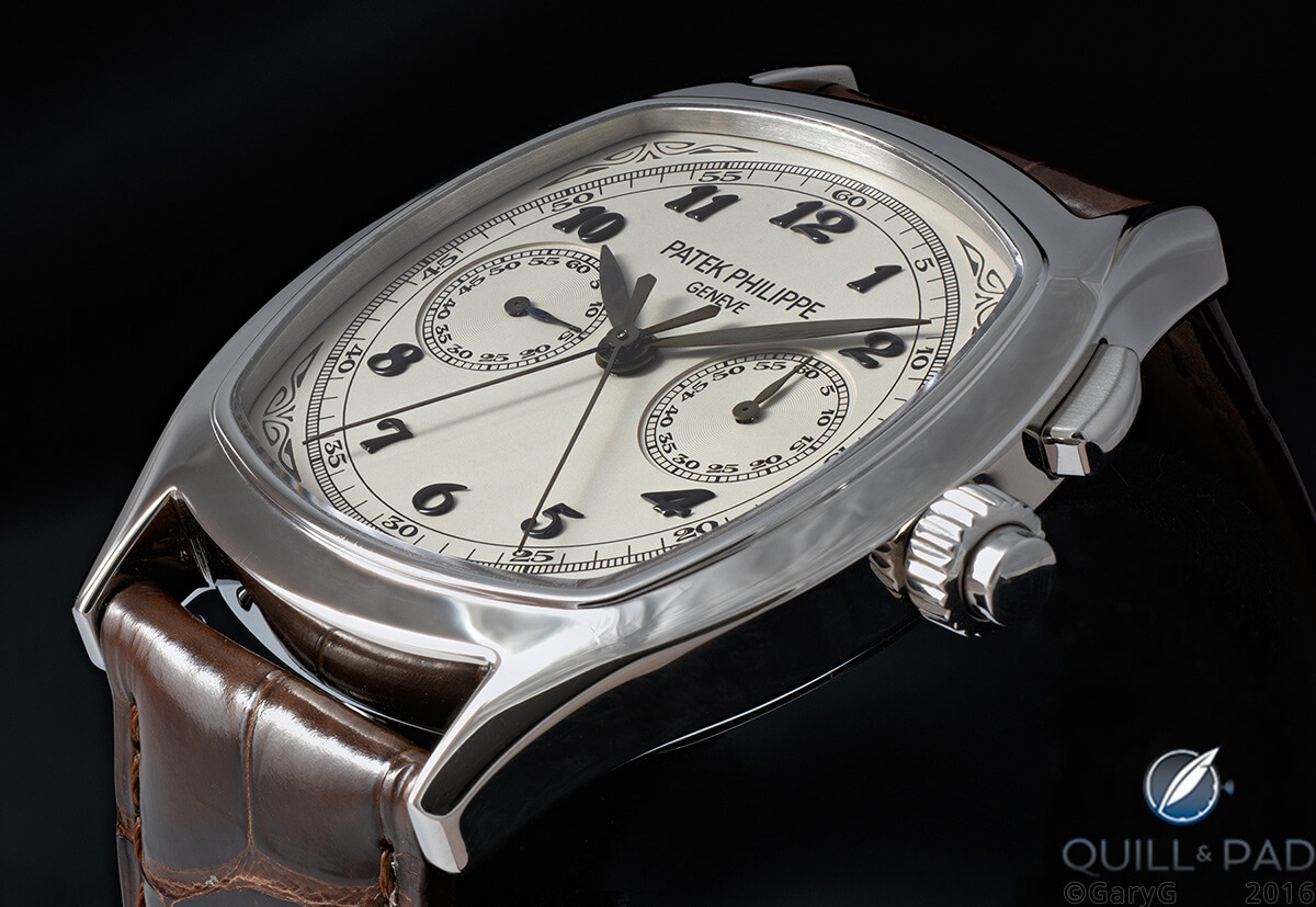 In repose: shallow angle stacked image of Patek Philippe Reference 5950A-001