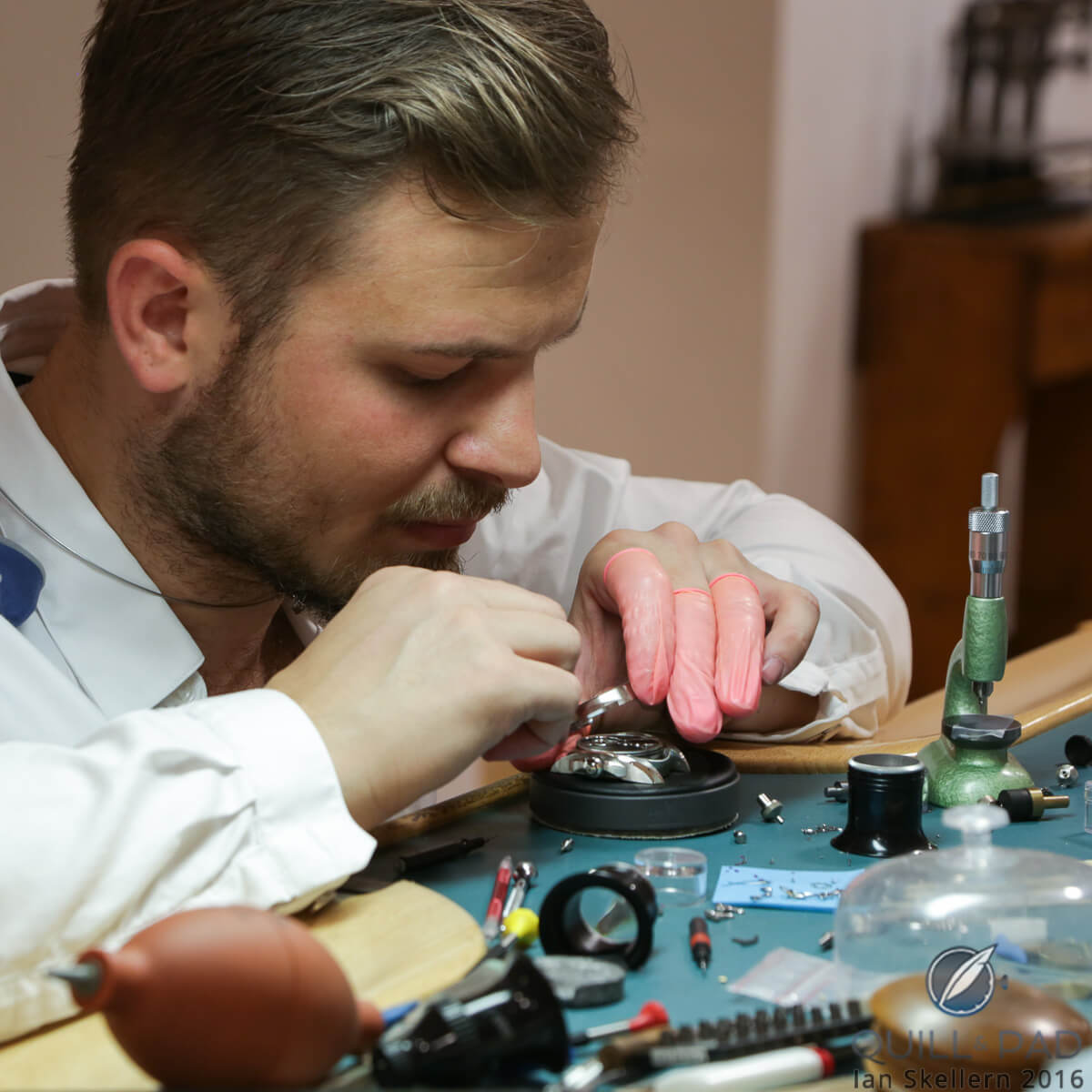 Akriva founder Rexhep Rexhepi working on a Tourbillon Chiming Jump Hour