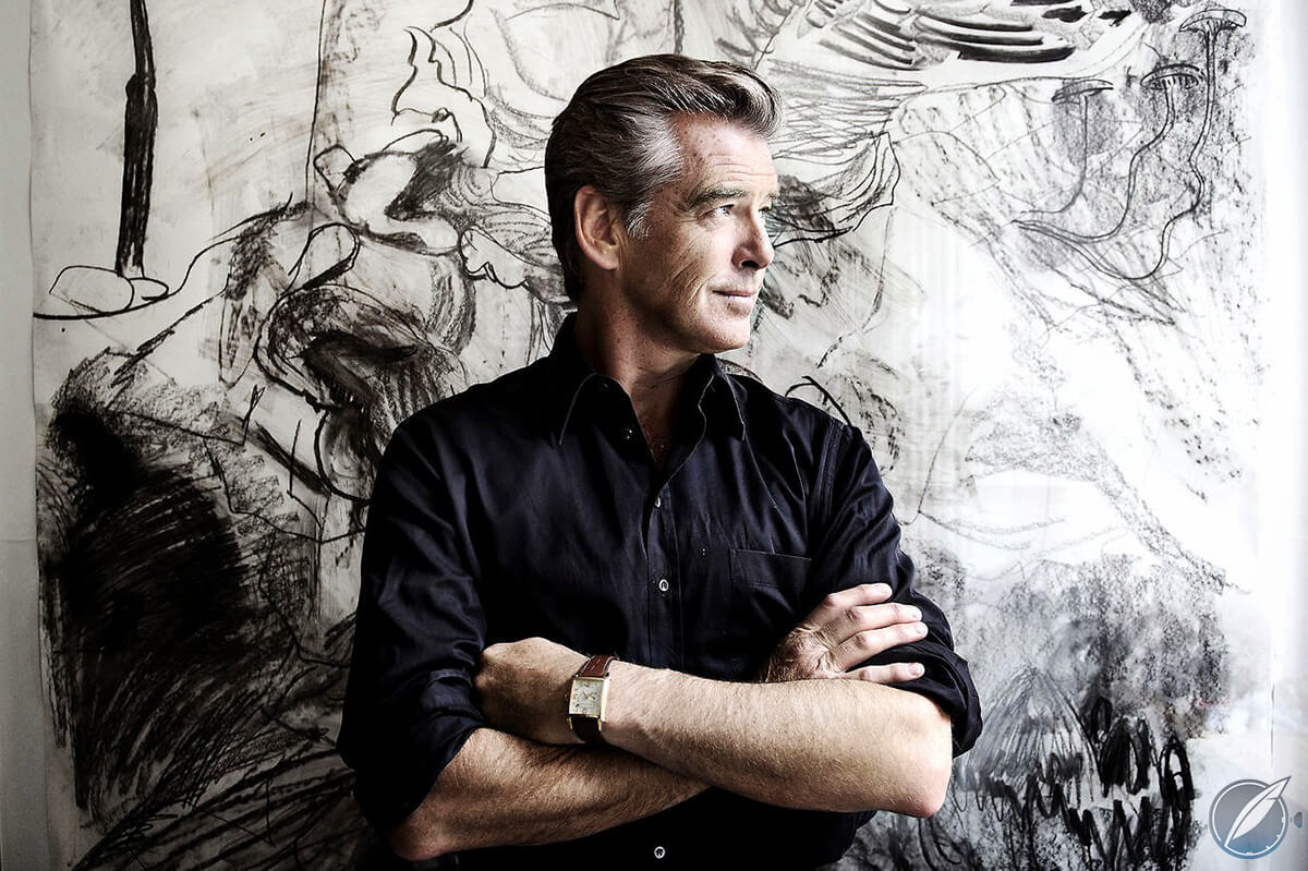 Pierce Brosnan wearing a Girard Perregaux Vintage 1945