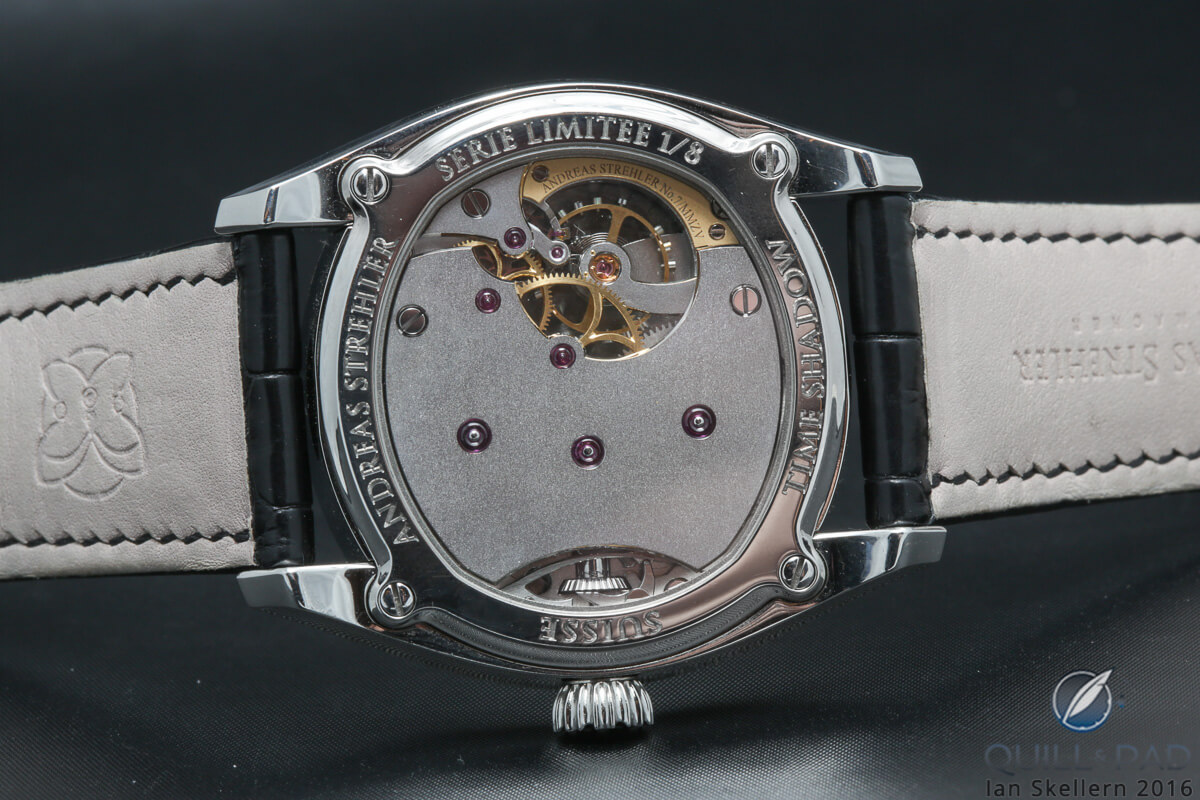 View through the display back of the Andreas Strehler Time Shadow