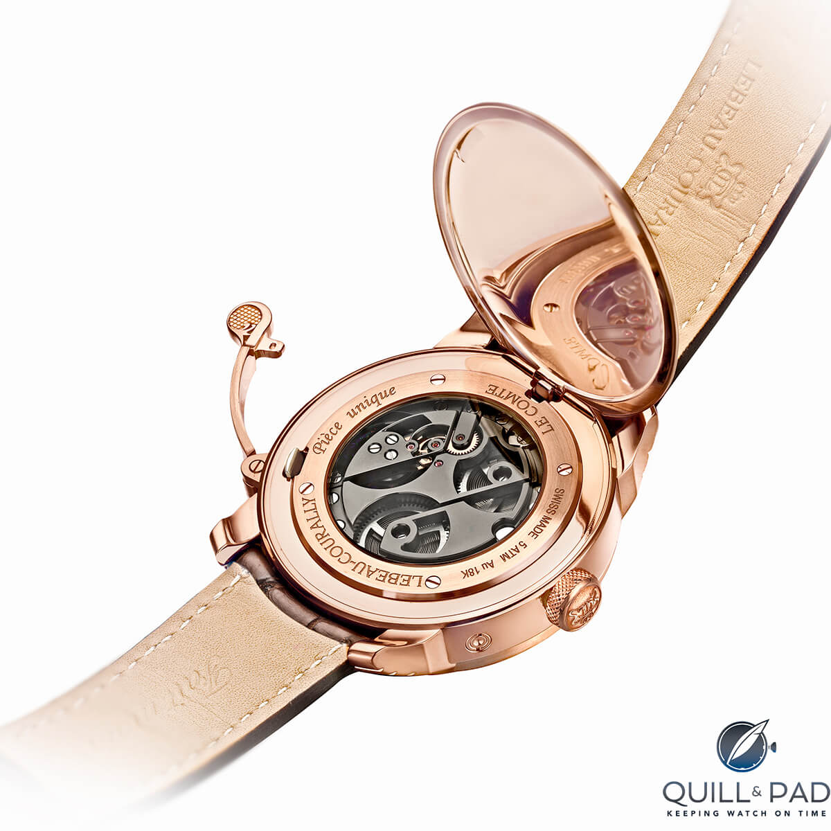 View through the half hunter back of the Lebeau-Courally Le Comte Tourbillon