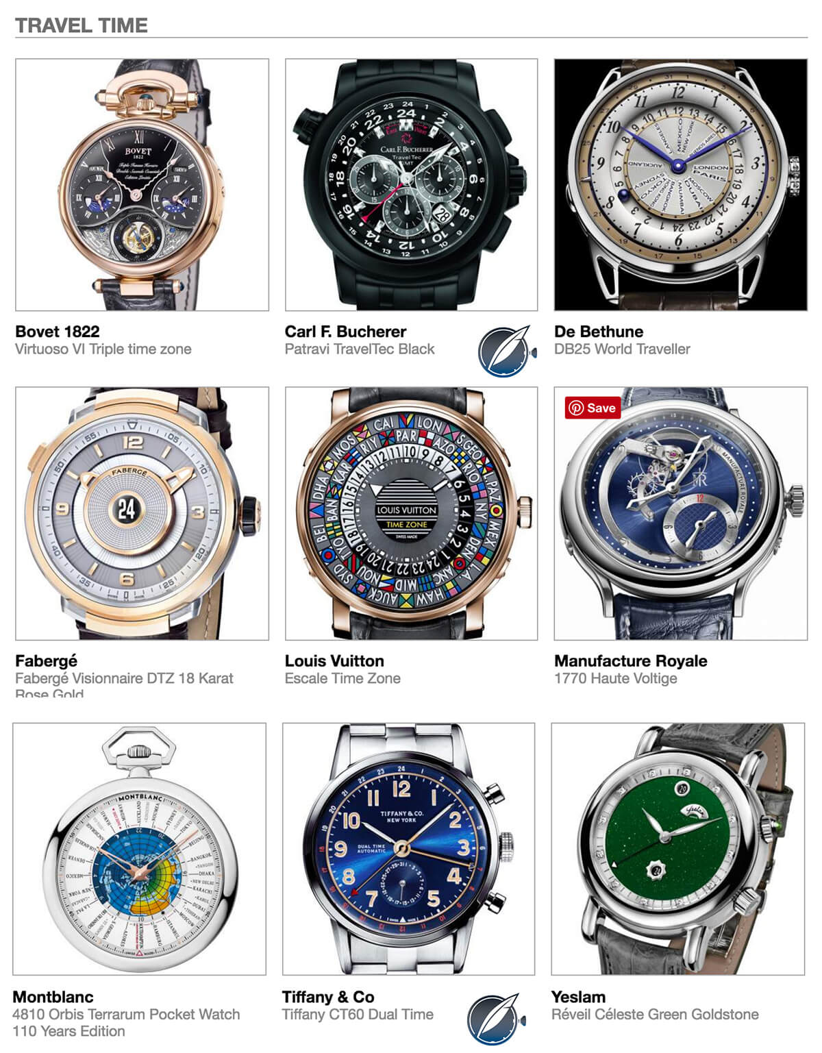 All Travel Time category entries in the 2016 Grand Prix d’Horlogerie de Genève (GPHG)