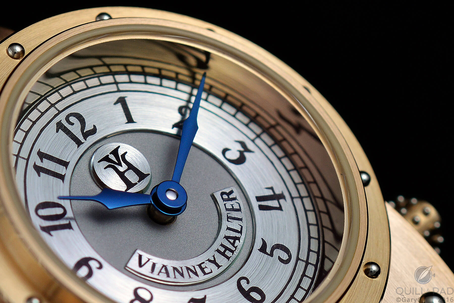 Dial detail, Vianney Halter Antiqua: highlighting the blued hands