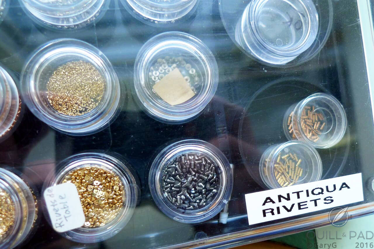 Mother lode: Antiqua rivet supply at the Vianney Halter workshop in Sainte-Croix, Switzerland