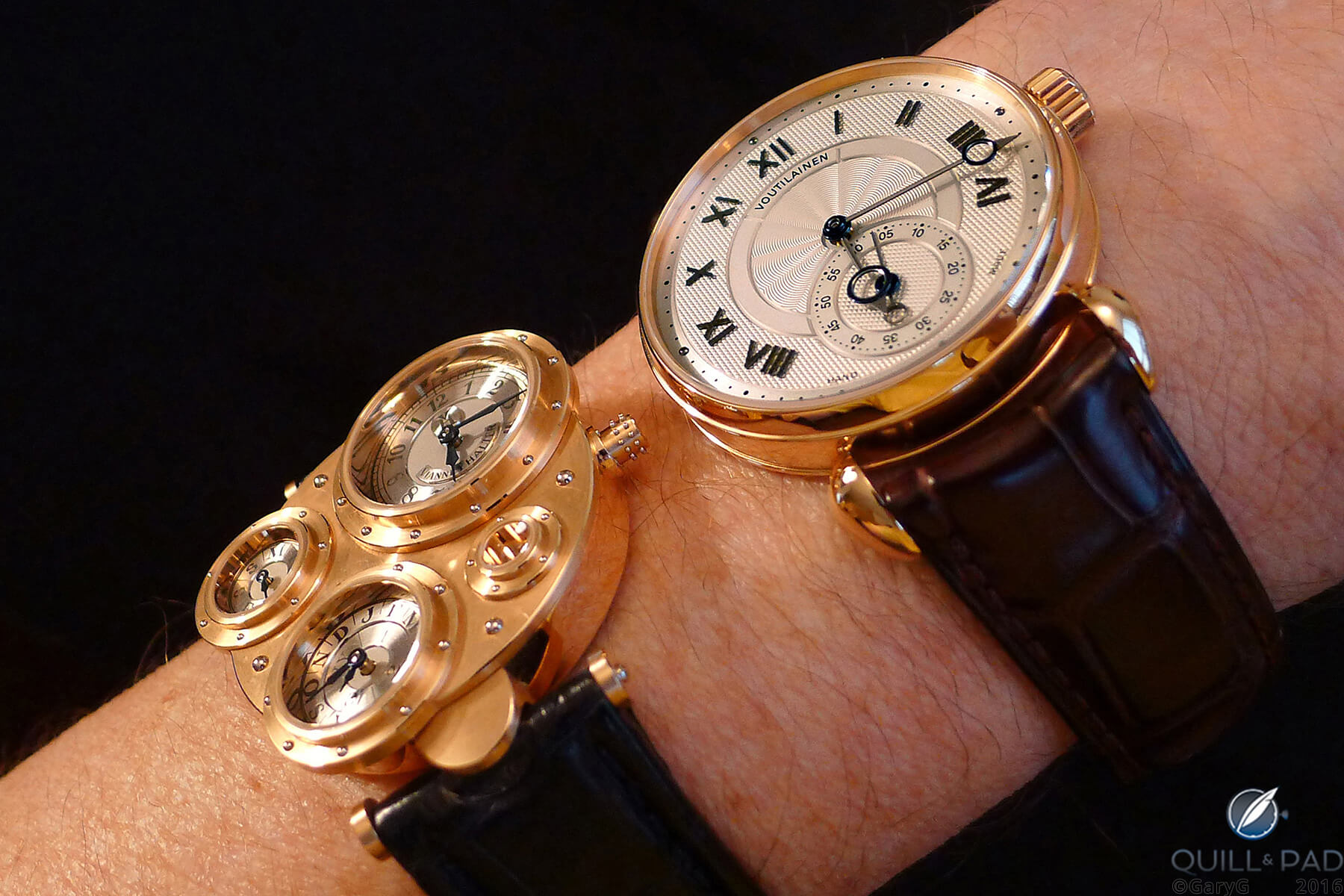 Size comparison: Vianney Halter Antiqua with Kari Voutilainen Observatoire