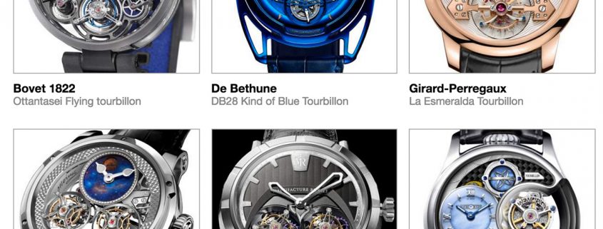 A few of the tourbillons entered in the 2016 Grand Prix d’Horlogerie de Genève (GPHG)