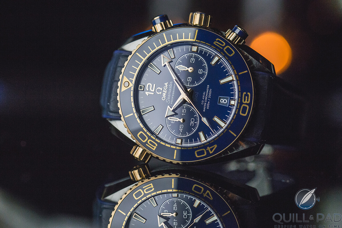 Michael Phelps’s personal Omega Seamaster Planet Ocean 600M Master Chronometer Chronograph as photographed in Rio de Janeiro during the 2016 Olympic Games