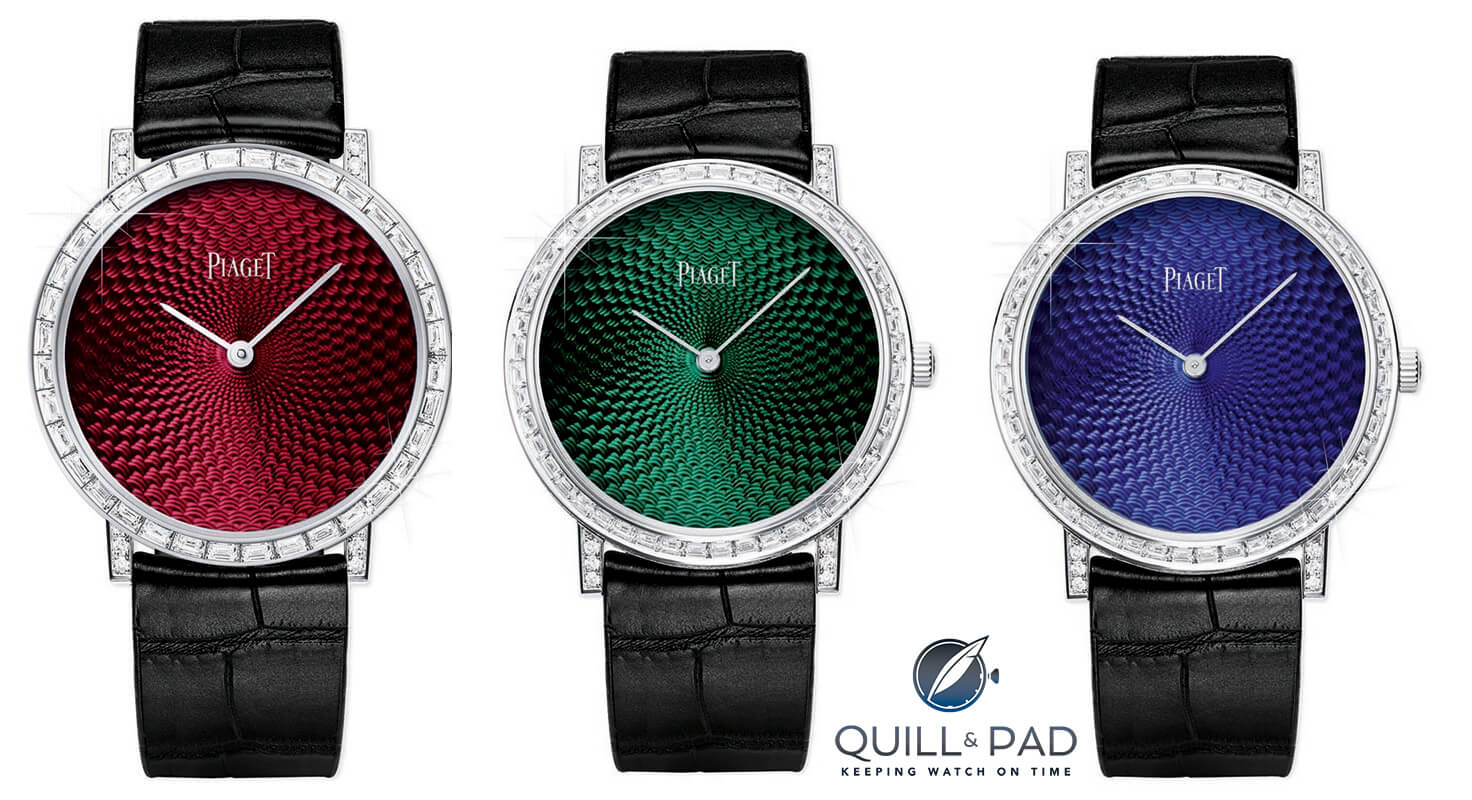 Automatic 41 mm Altiplano models powered by Caliber 1200P and topped off by gorgeous flinqué dials in four color schemes, each limited to just 8 pieces