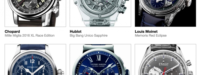 Pre-selected Chronograph watches in the 2016 GPHG
