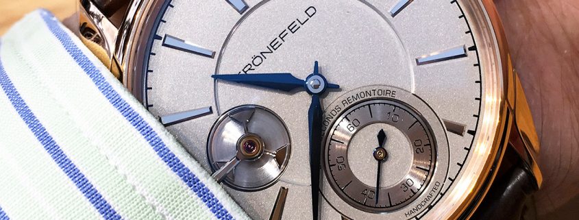 Grönefeld 1941 Remontoire on the author’s wrist at Baselworld 2016