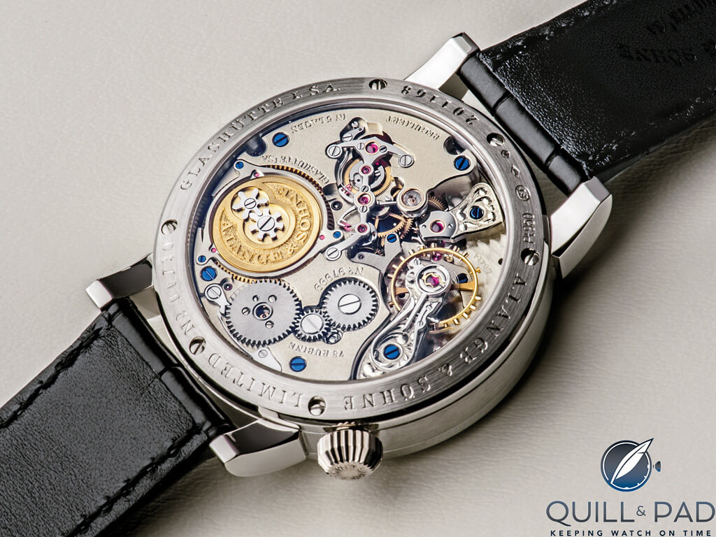 Stunning view through the display back of the A. Lange & Söhne Zeitwerk Handwerkskunst