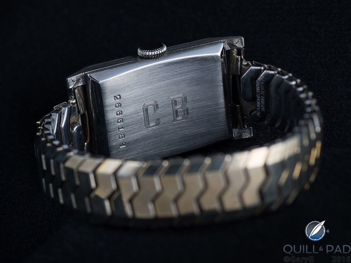 Monogrammed case back, Moeris watch