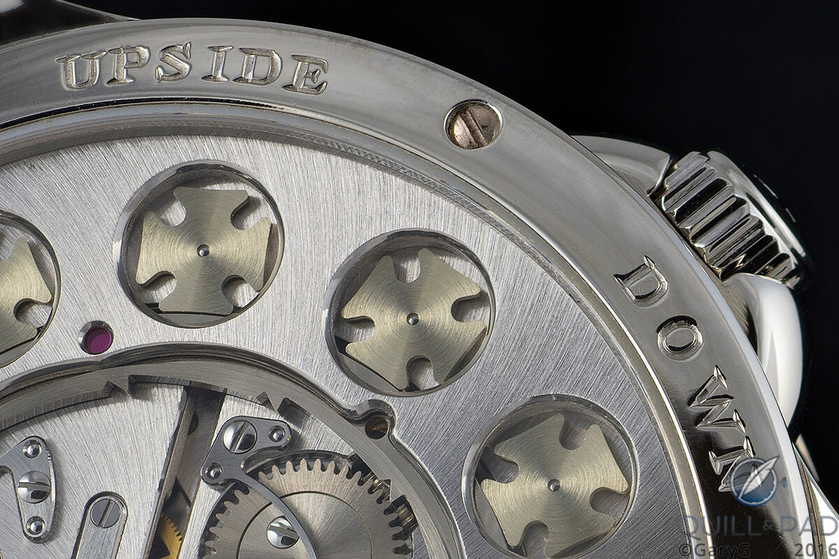 Case engraving detail, Ludovic Ballouard Upside Down