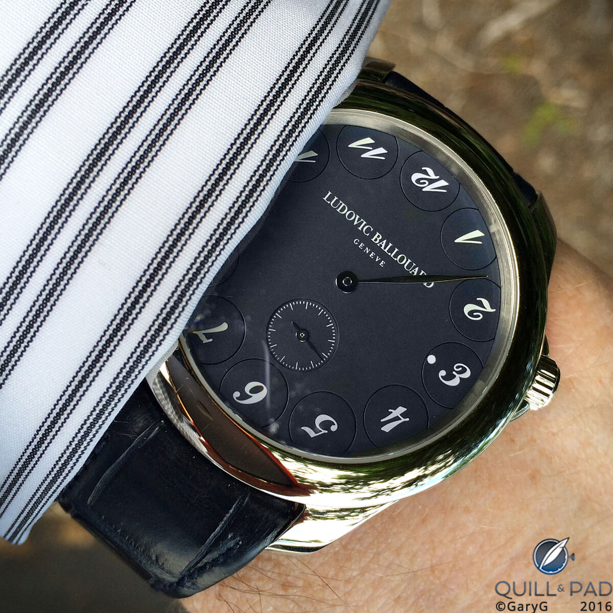 On the wrist: Ludovic Ballouard Upside Down in platinum