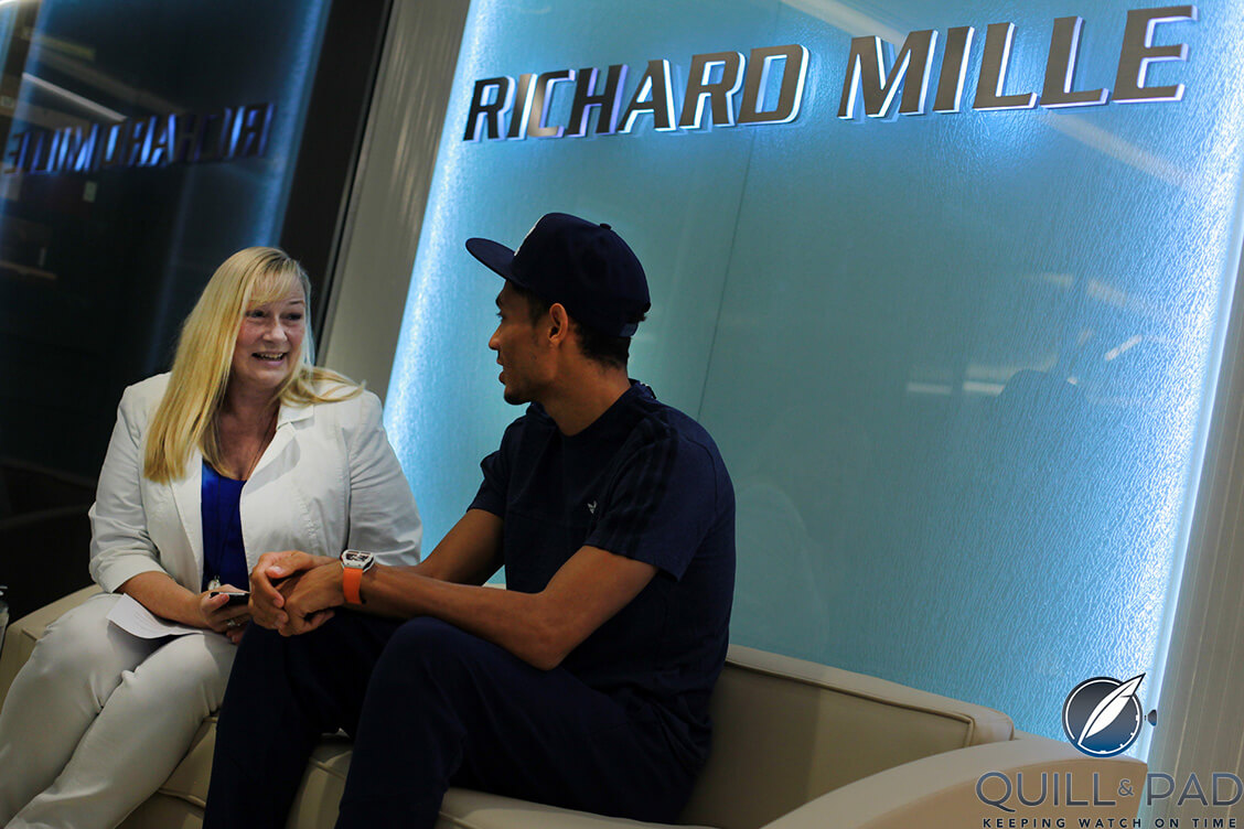 The author interviews Wayde van Niekerk at the Richard Mille boutique in Paris (photo courtesy Louis du Chatelle/avfactory)