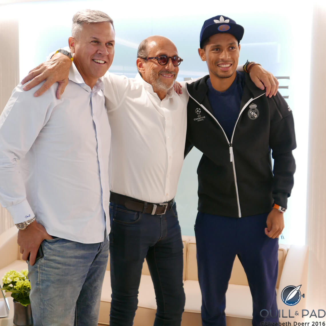 Peet Van Zyl, Richard Mille, and Wayde van Niekerk in Mille’s Paris boutique