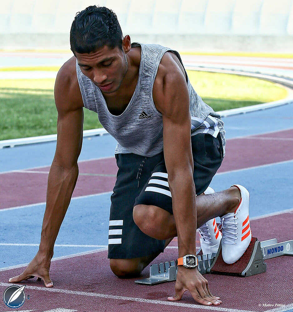 Wayde van Niekerk wearing the Richard Mille RM 27-02 Rafael Nadal (photo courtesy Matteo Pittini)