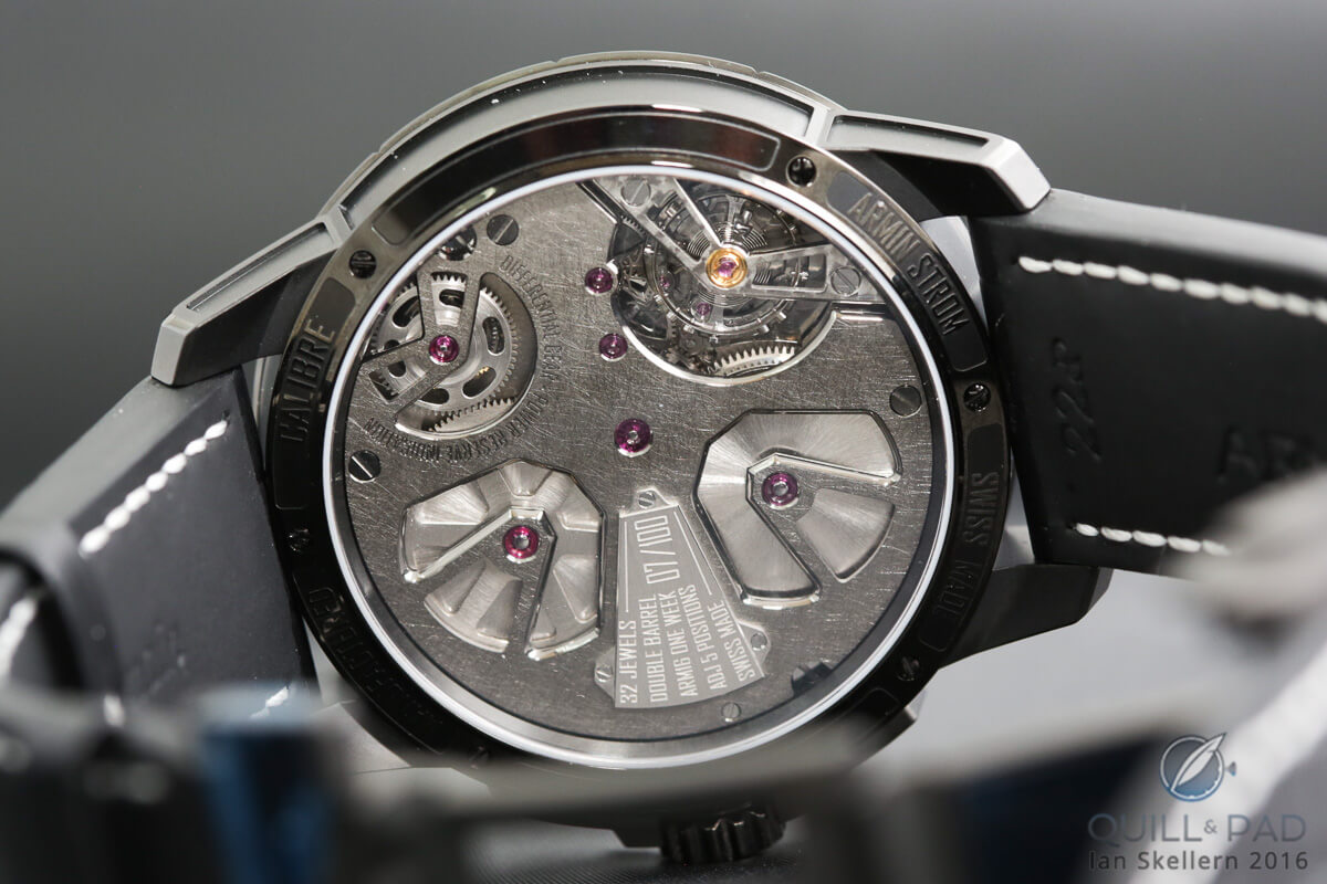 View from the back of the Armin Strom Edge Double Barrel