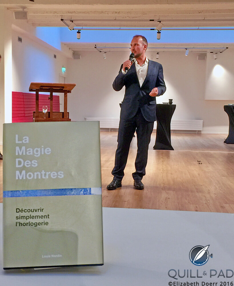 Author Louis Nardin speaking at the launch party of his book, ‘The Magic of Watches’