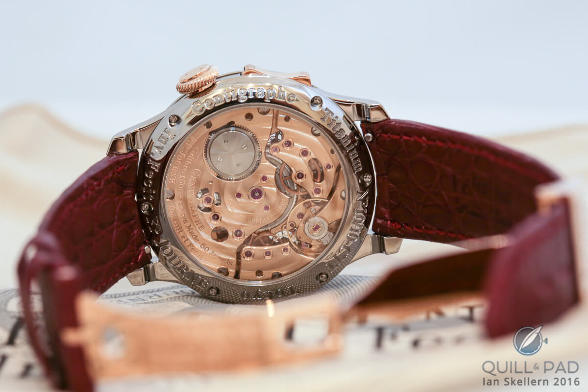 Movement side of the F.P. Journe Centigraphe Souverain Anniversaire
