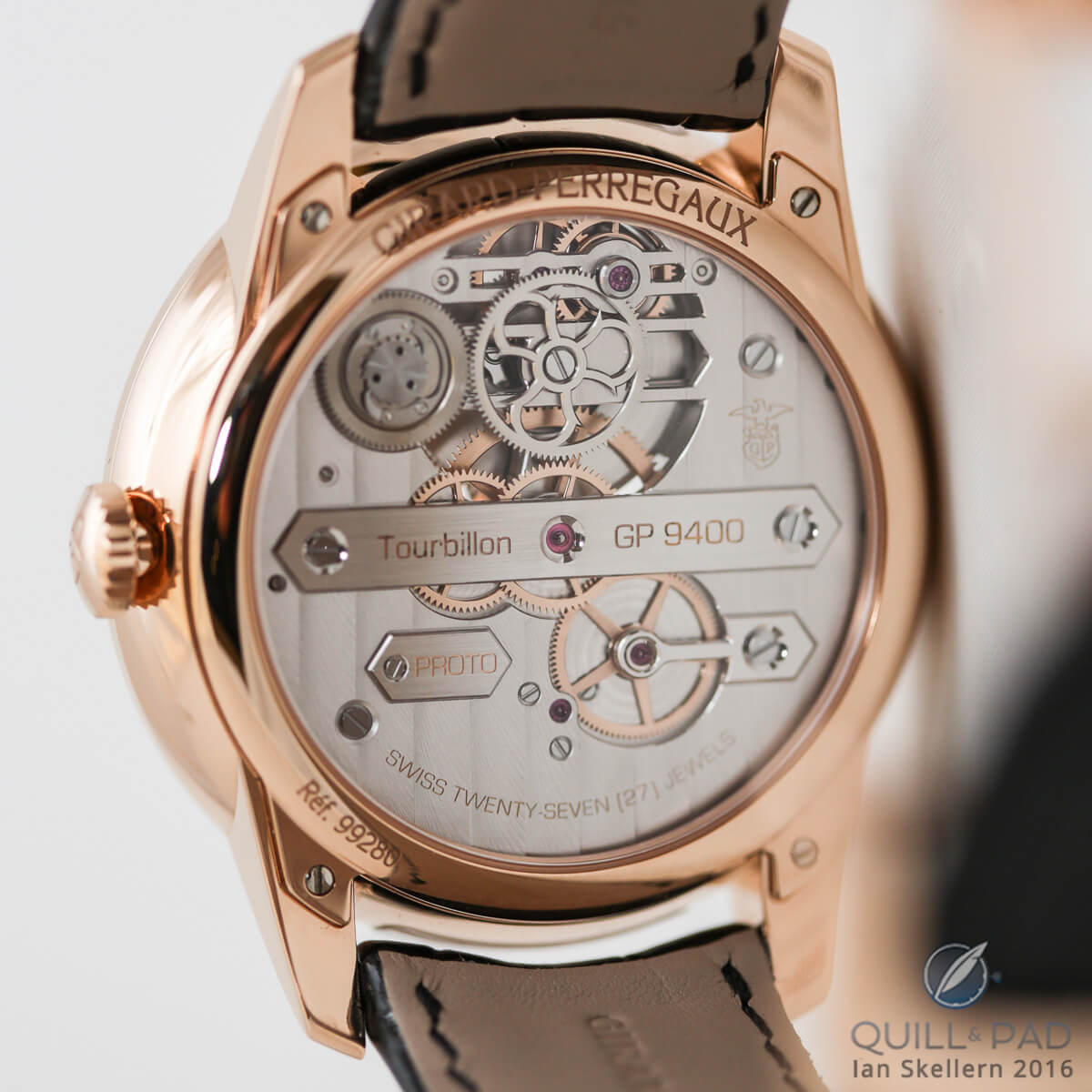 View through the display back of the Girard-Perregaux La Esmeralda Tourbillon