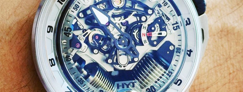 H2 Alinghi on the wrist of HYT CEO Gregory Dourde