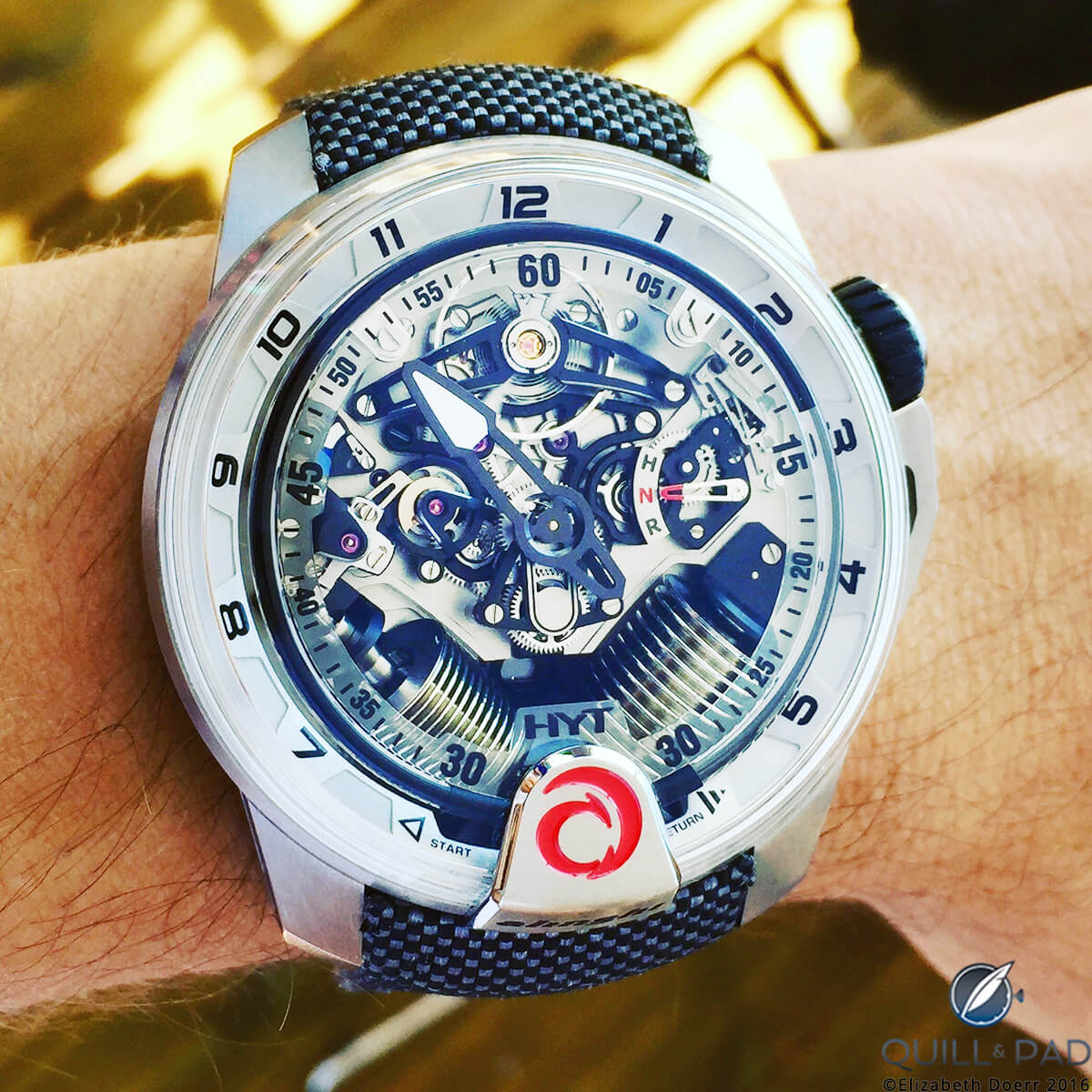 H2 Alinghi on the wrist of HYT CEO Gregory Dourde