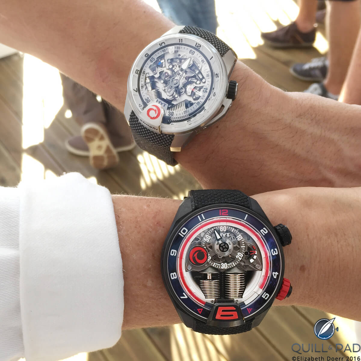 Double Trouble: HYT H2 Alinghi (top) and H4 Alinghi on the wrist