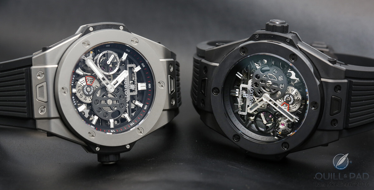 Titanium and black ceramic Big Bang MECA-10 side-by-side
